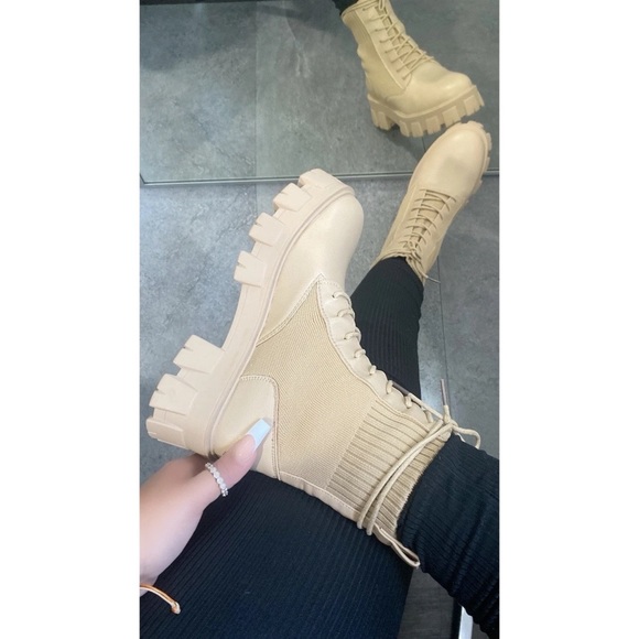 Shoes Nwt Women Lug Sole Fly Knit Lace Up Boots Poshmark